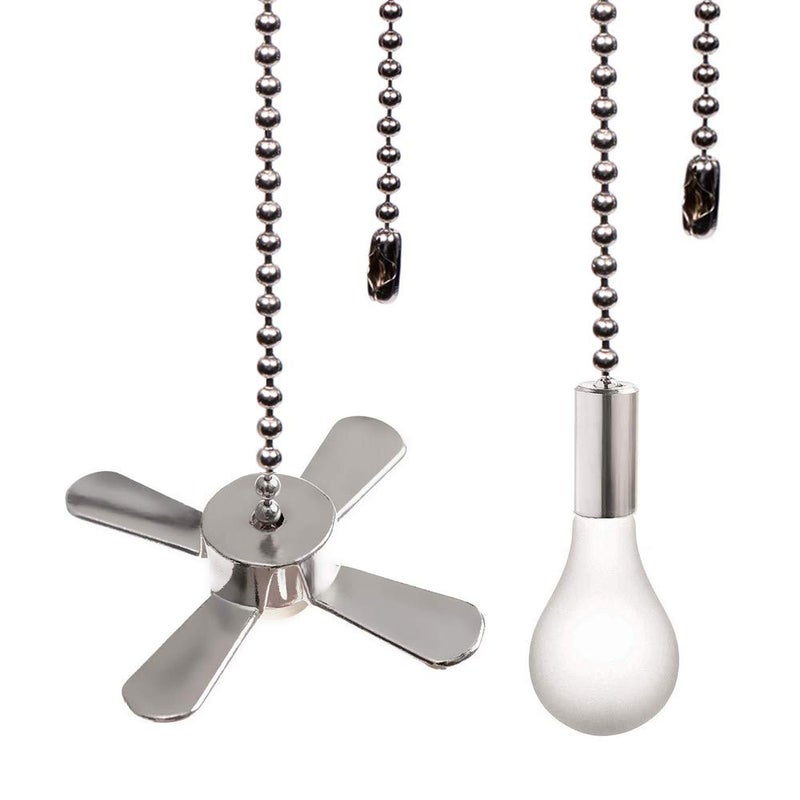 Aoprofree Ceiling Fan Pull Chain, 13.6 Inches Fan Pulls Set with Connector, 2 PCS Beaded Ball Fan Pull Chain (Nickelï¼‰ - Image 1